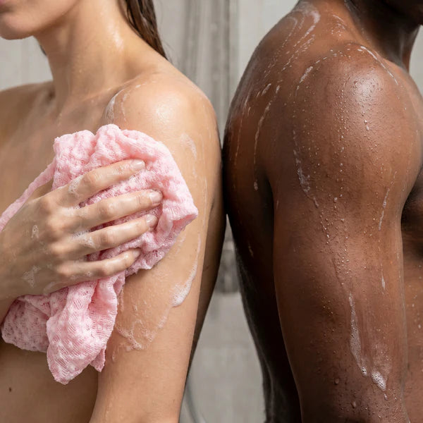 Premium Hammam Peeling Duschtuch™ aus Bambusfaser, Aktivkohle & AG+ Silberionen