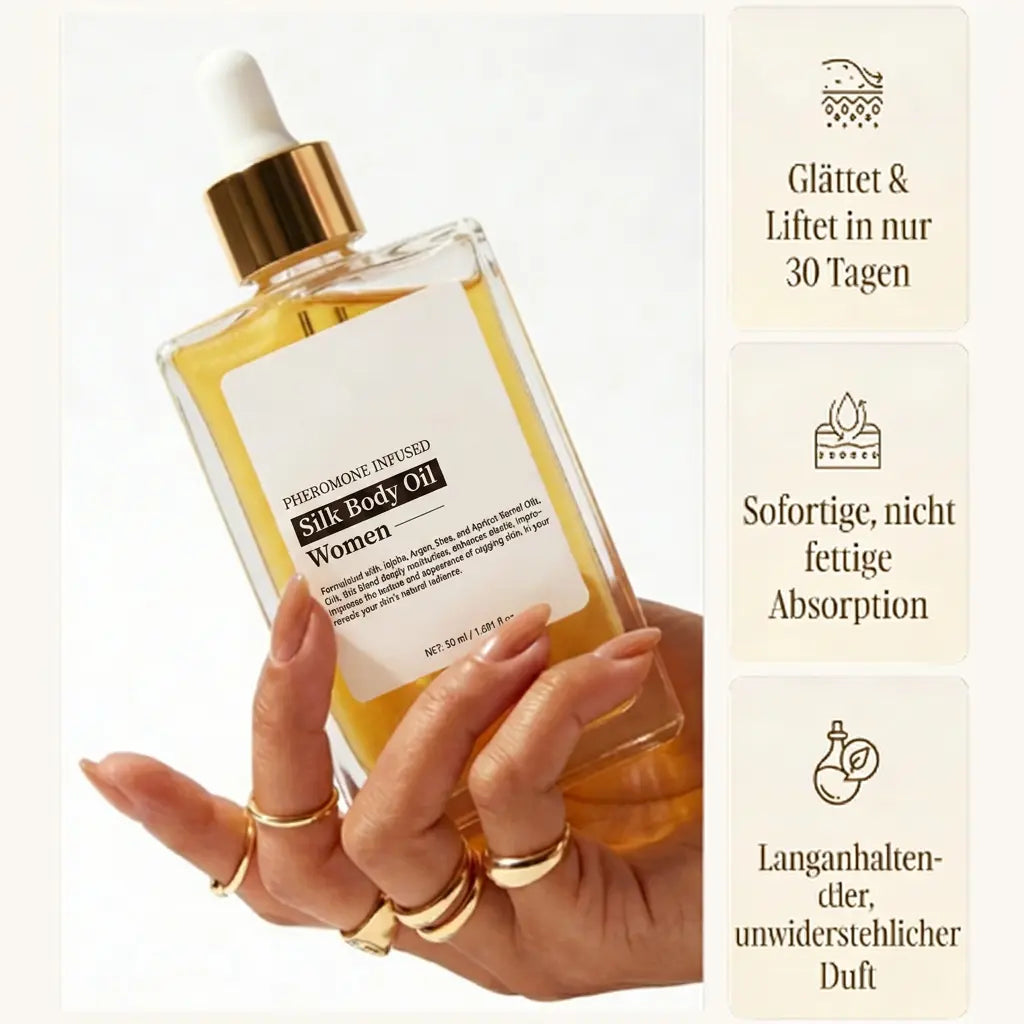 Seidiges Glow-Öl™ · versiegelt 72h Feuchtigkeit nach dem Peeling