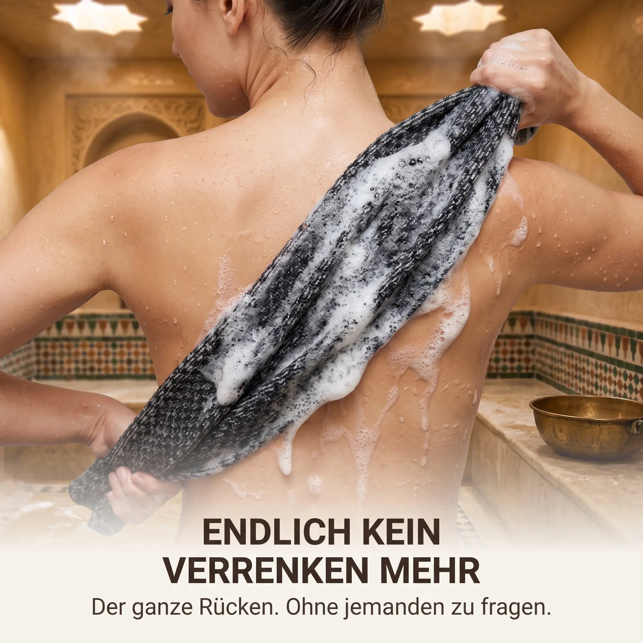 Premium Hammam Peeling Duschtuch™ aus Bambusfaser, Aktivkohle & AG+ Silberionen